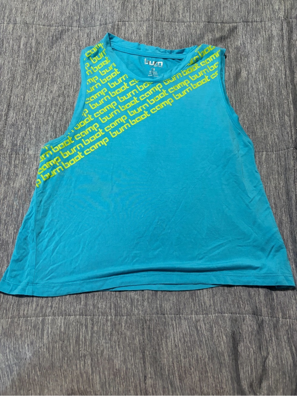 Burn Boot Camp Teal Tank with Neon Yellow Accent